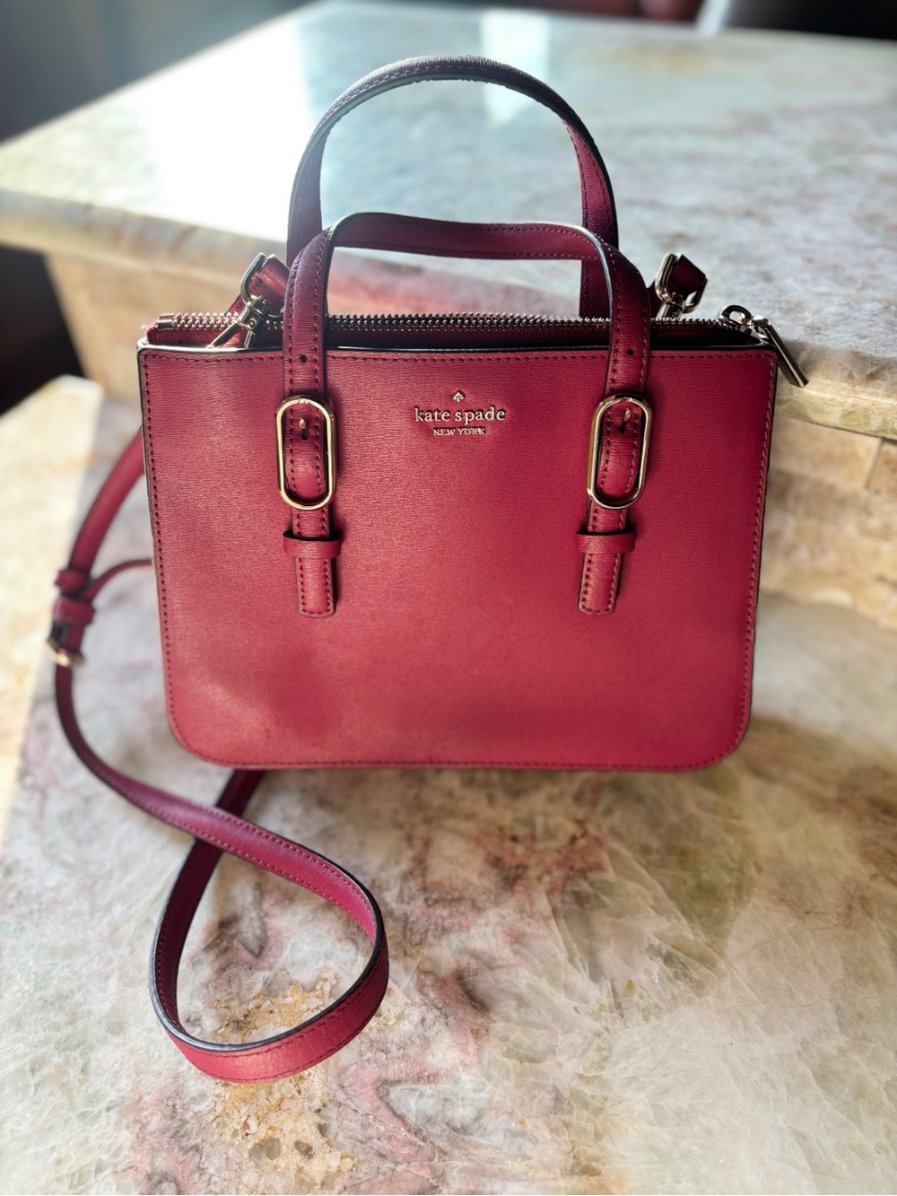 Kate Spade Deep Burgundy Leather Top-Handle Satchel